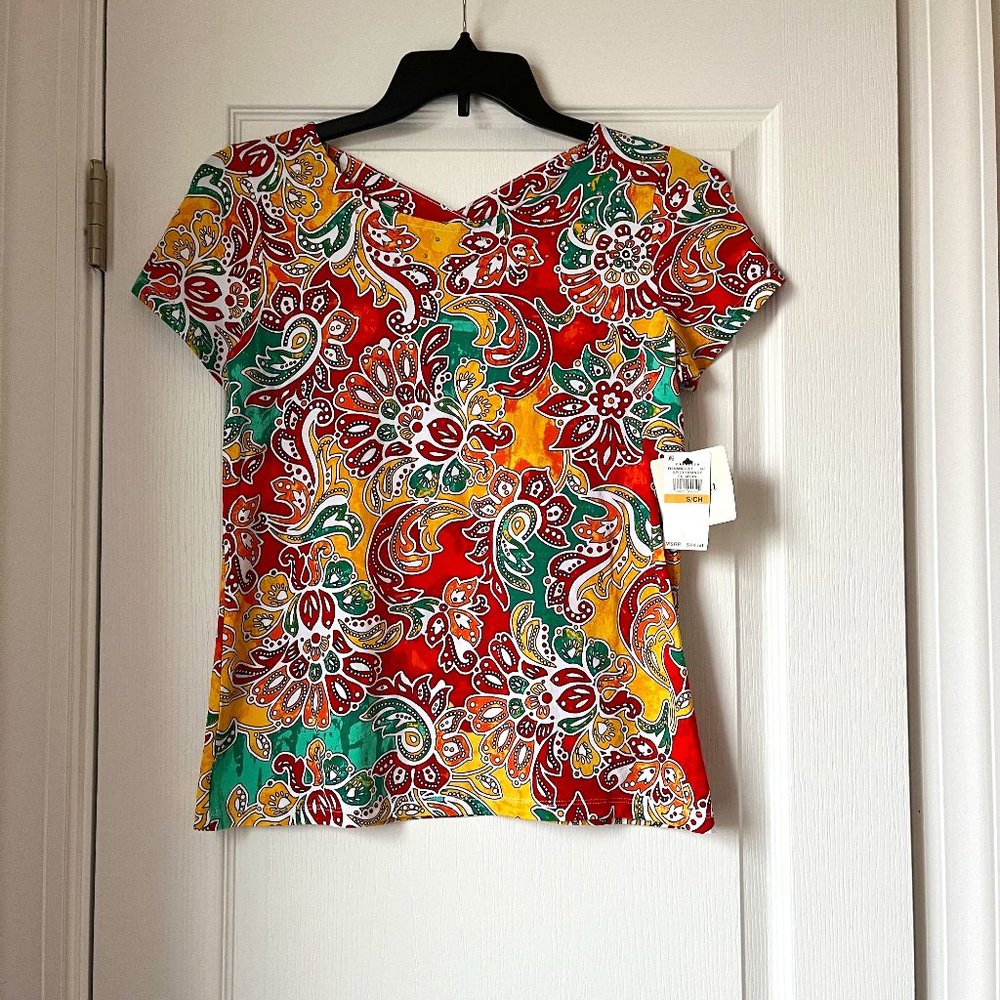 New Women's Rafaella Top Spicy Orange Size S